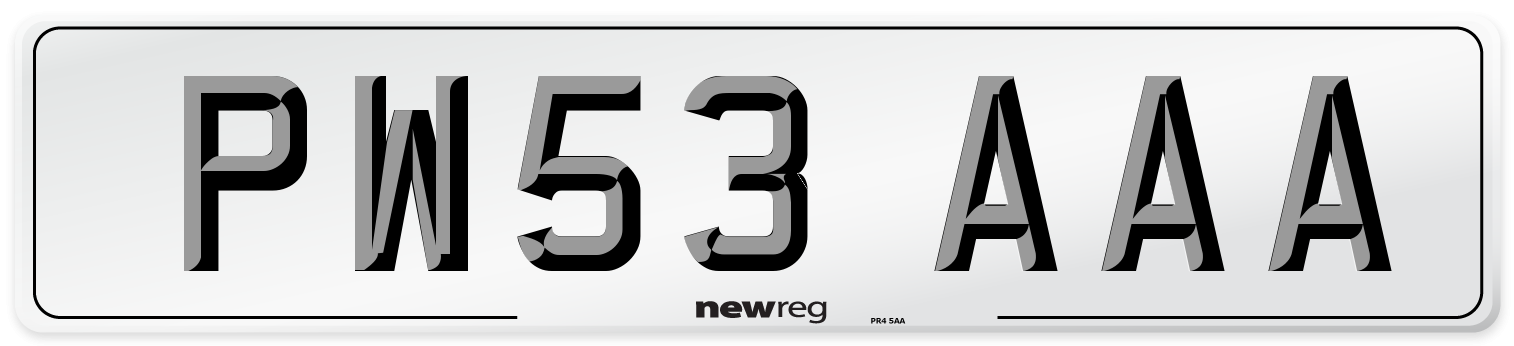 PW53 AAA Number Plate from New Reg